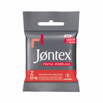 Preservativo Jontex Lubrificado Frutas Vermelhas Com 3 Unidades