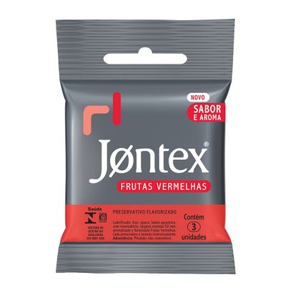 Preservativo Jontex Lubrificado Frutas Vermelhas 3un