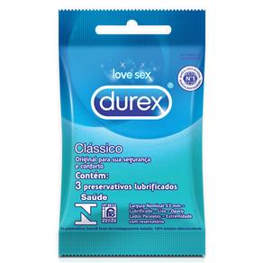 Preservativo Lubrificado Durex Clássico – 3 Unidades