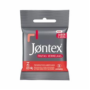 Preservativo Lubrificado Jontex Frutas Vermelhas com 3 Unidades