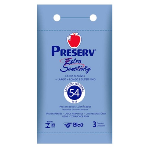 Preservativo Lubrificado Preserv Extra Sensitivity C/ 3 Unidades
