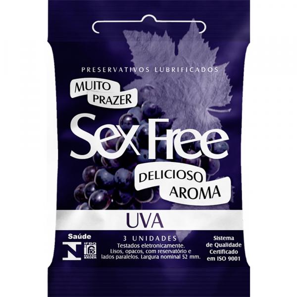 Preservativo Lubrificado Sex Free Uva com 3 Unidades