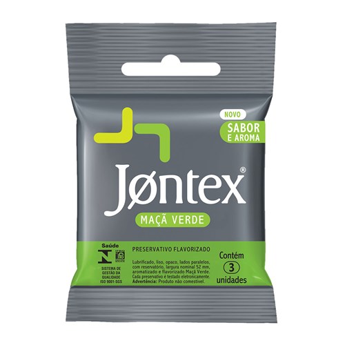 Preservativo Masculino Jontex Maçã Verde Flavorizados com 3 Unidades
