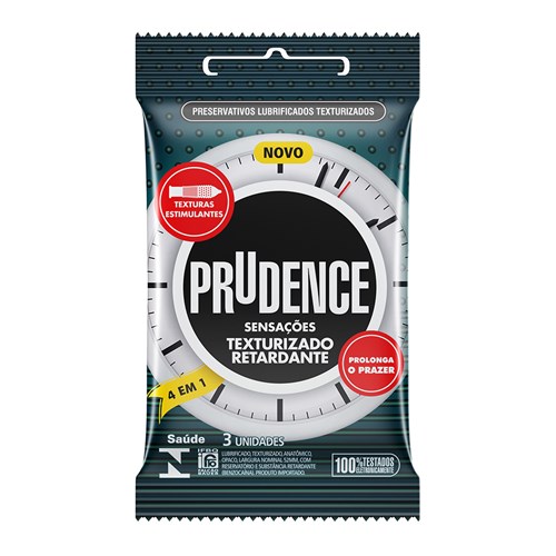 Preservativo Prudence Sensações Texturizado Retardante com 3 Unidades