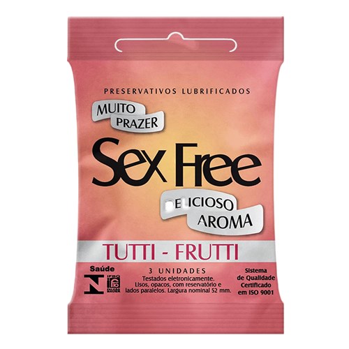Preservativo Sex Free Tutti Frutti com 3 Unidades