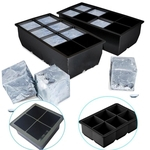 Preto 8 Big Cube Gigante Jumbo Grande Mold Mold Silicone Ice Cube Bandeja Quadrada