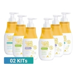Primeiros Meses Bebe Vida Davene Shampoo hidratante e Sabonete Liquido 02 Kits Completos 06 itens