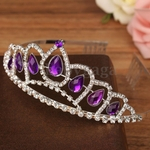 Princesa casamento nupcial roxo cristal cabelo pente headband pageant coroa tiara