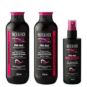 Pro-Hair Reestruturador Nick & Vick - Shampoo 250ml + Condicionador 250ml + Spray 100ml Kit