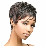 Fashion hair products Beautifully cut Short wigs for women straight style Synthetic Brown black wig with bangs