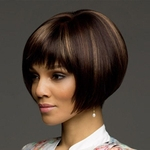 Fashion workplace hair products Medium length layered straight Short Bob wig Color Synthetic american bob wigs with bangs