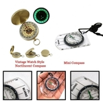 Professional Mini Compass Multifunctional Equipment & Amp; Estilo Do Relógio Projeto Retro Bronze Do Vintage Noctilucentes Bolso Compass Outdoor Caminhadas Camping Survival