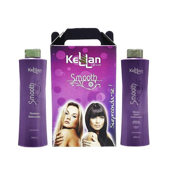 Progressiva Kellan Smooth 2 Passos Top Original - Shampoo 1000ml + Máscara Condicionante 1000ml - Kellan Cosmeticos
