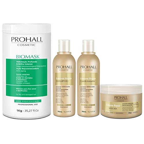 Prohall Kit Extreme Repair 3 Itens e Biomask 1kg