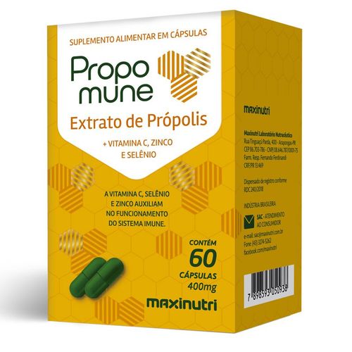 Propomune Extrato Própolis 400mg 60 Cápsulas Maxinutri