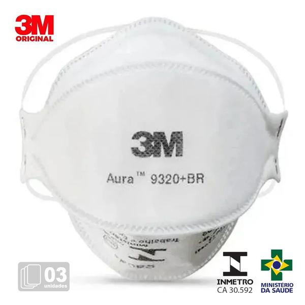 3 Protecao Respiratoria N95 3M Respirador N95 Pff2s 3M 9320 BR Aura Inmetro CA 30.592
