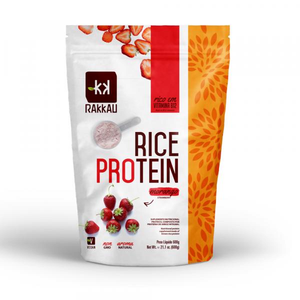 Proteína Concentrada de Arroz Rice Protein Morango - Rakkau - 600g