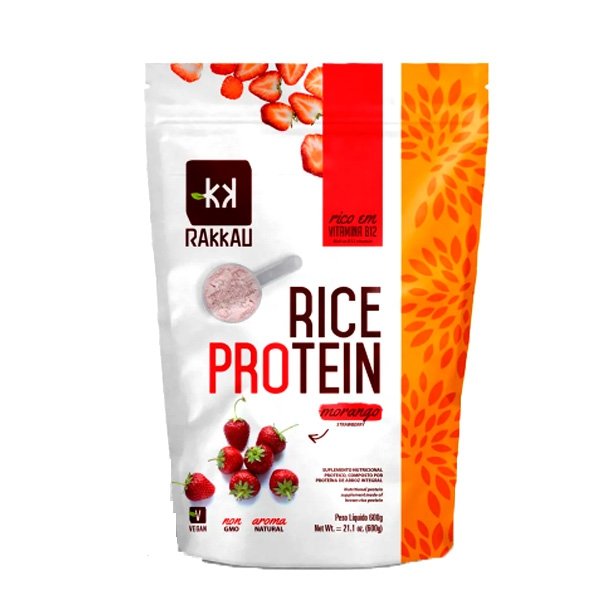 Proteína Concentrada de Arroz Rice Protein Morango Rakkau 600g