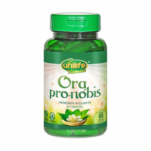 Proteína Vegetal Concentrada Ora Pro-Nobis - Unilife - 60 Cápsulas de 450mg