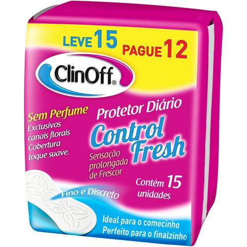 Protetor Diário Clin Off 15un Pague 12un-pc Control Fresh PROT DIARIO CLIN OFF 15UN/PG12UN-PC CONTROL FRESH