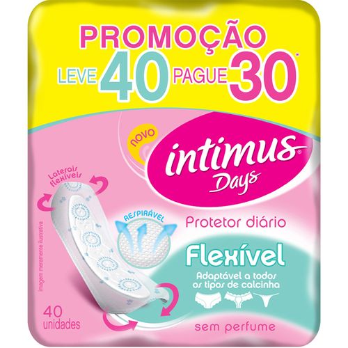 Protetor Diário Intim Days Lv40 Pague 30 Sem Perfume PROT DIARIO INTIM DAYS LV40/PG30 S/ PERFUME