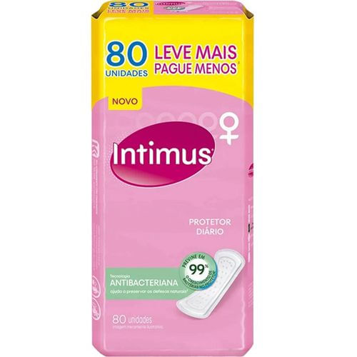 Protetor Diário Intimus Antibacteriano 80 Unidades PROT DIARIO INTIMUS 80UN- ANTIBACT LV+/PG-
