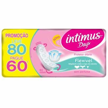 Protetor Diário Intimus Days Ultra Flexível Sem Aba Leve 80 Pague 60