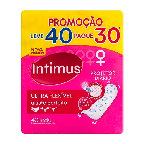 Protetor Diário Intimus Ultra Flexível Leve 40 Pague 30