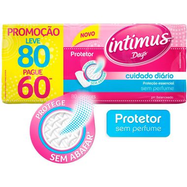 Protetor Diário Sem Perfume Intimus Days Leve 80 Pague 60un.