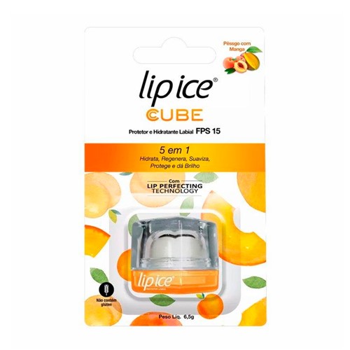 Protetor e Hidratante Labial Lip Ice Cube FPS 15 Pêssego com Manga 6,5g