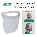 Protetor Facial Face Shield - Kit 15 Peças