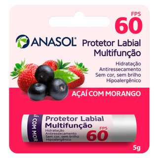 Protetor Hidratante Labial Açaí com Morango FPS60 Anasol 5g