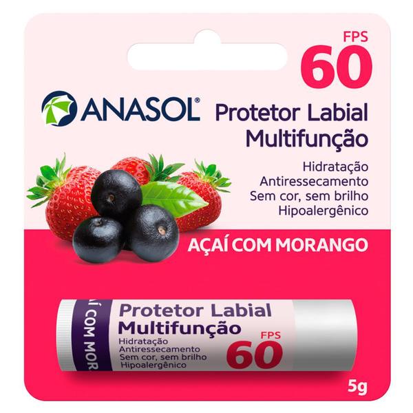 Protetor Hidratante Labial Açaí com Morango FPS60 Anasol
