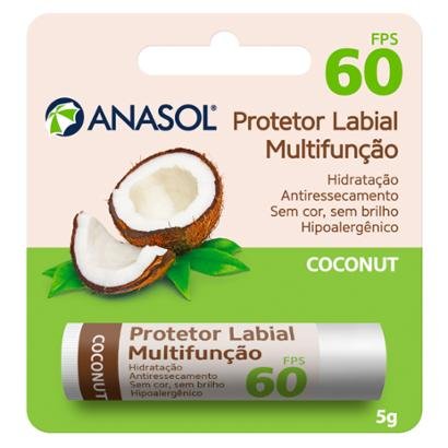 Protetor Hidratante Labial Coconut FPS60 Anasol Translúcido
