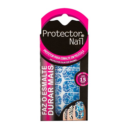 Protetor para Esmaltes Protector Nail Primavera Azul Escuro/Azul Claro com 12 Películas