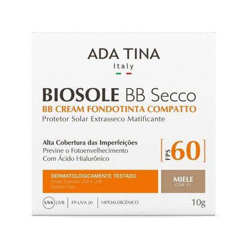 Protetor Solar Ada Tina Biosole BB Compacto Cream Secco FPS60 Cor Miele com 10g