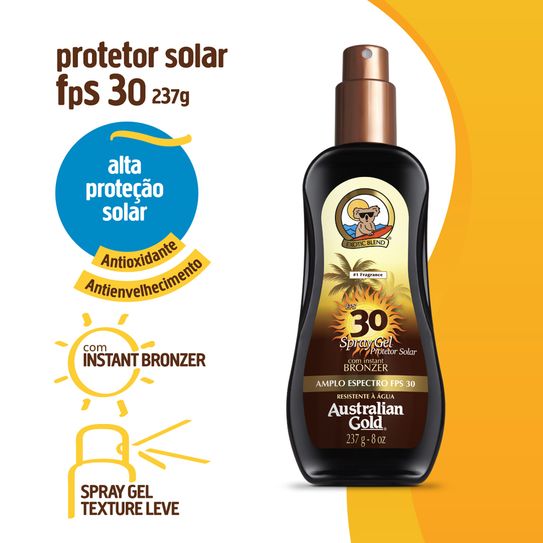 Protetor Solar Australian Gold Fps30 Spray Gel 237g