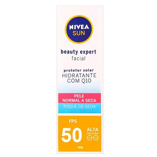 Protetor Solar Beauty Expert Facial Pele Normal a Seca Toque Seda Hidratante com Q10 FPS50 50g Nivea