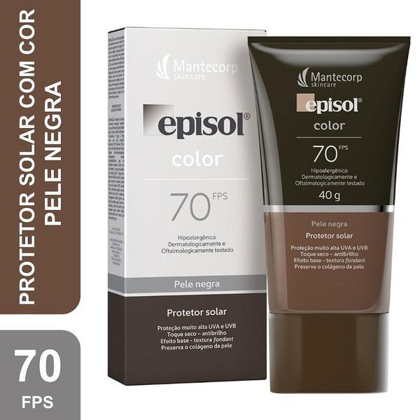 Protetor Solar Episol Color Base Facial Pele Negra FPS70 40g