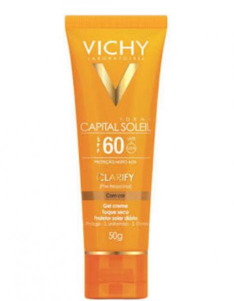 Protetor Solar Facial Clareador Capital Soleil Clarify FPS 60 com Cor Vichy - Procosa Produtos de Beleza