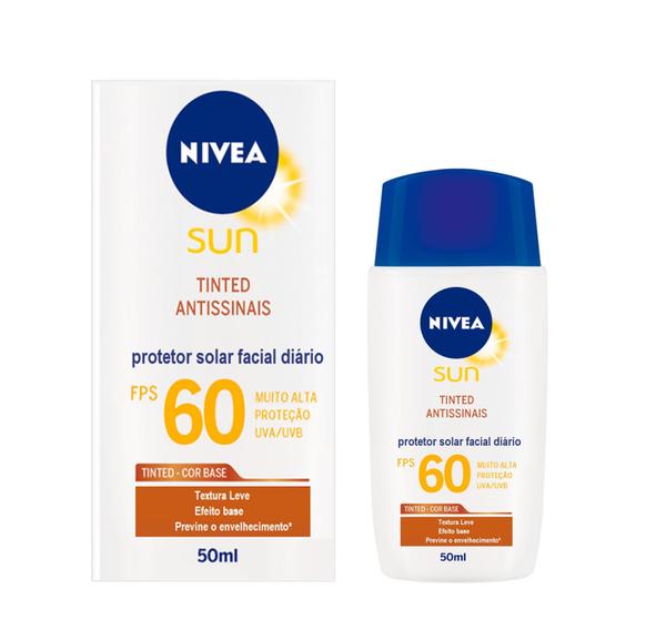 Protetor Solar Facial Diário Tinted Antissinais FPS60 50ml - Nivea Sun 1 Unidade