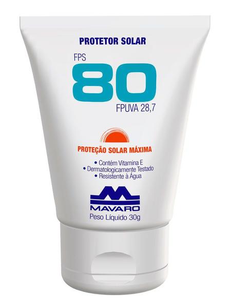 Protetor Solar Facial e Corporal FPS80 Vitamina e Hidratante 30g - Mavaro