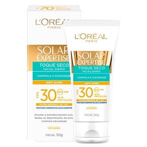 Protetor Solar Facial L`Oréal Expertise Toque Seco Antiacne FPS30 50g