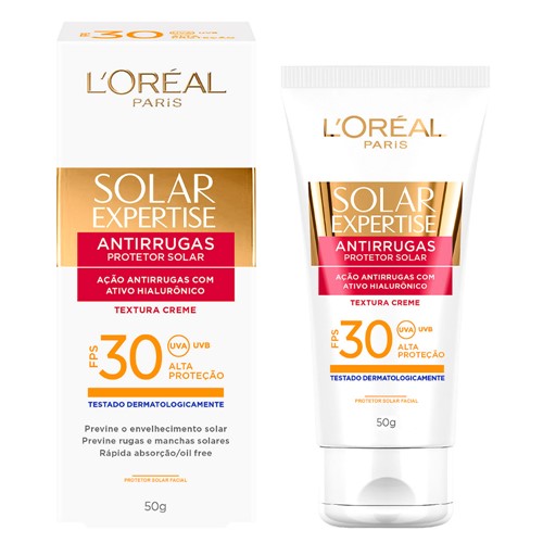 Protetor Solar Facial L'oréal Solar Expertise Antirrugas FPS 30 Creme com 50g