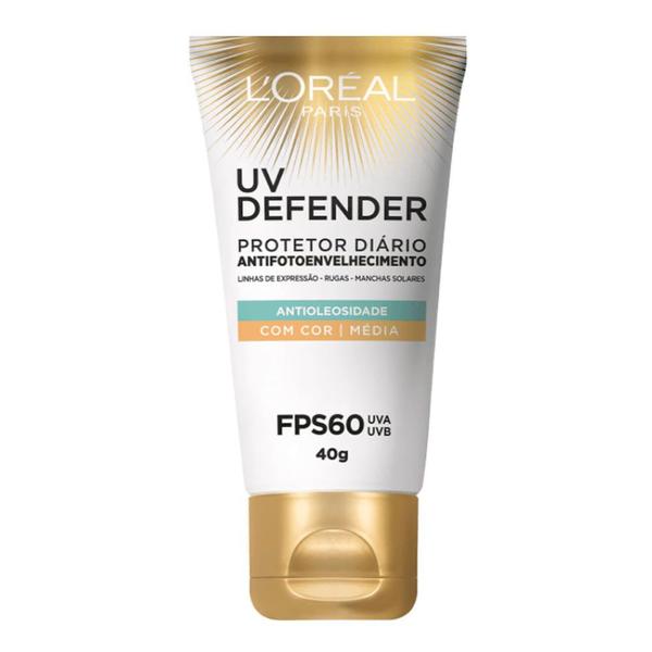 Protetor Solar Facial L'oréal Uv Defender Antioleosidade Cor Média FPS 60 40g - Loreal
