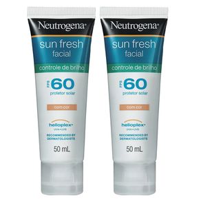Protetor Solar Neutrogena Sun Fresh Controle de Brilho com Cor (Ganhe 70% OFF na 2a Unidade) (2 Unidades) FPS 60 2x50ml