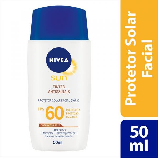 Protetor Solar Facial Nivea Sun Tinted Antissinais FPS 60 50ml