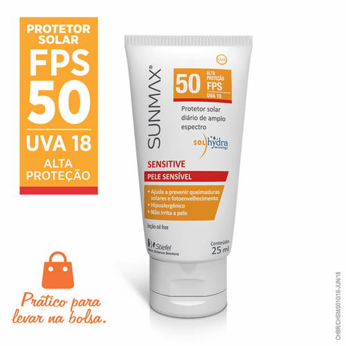 Protetor Solar Facial Sunmax Sensitive FPS 50 25ml