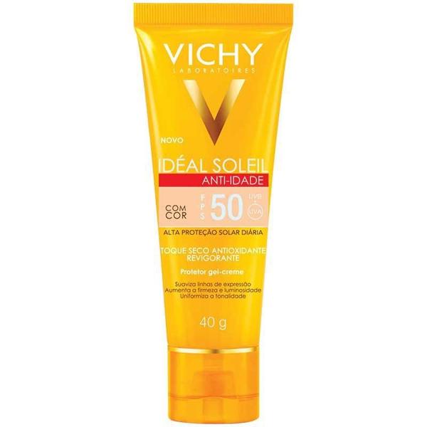 Protetor Solar Facial Vichy Ideal Soleil Anti-idade com Cor FPS50 - 40g