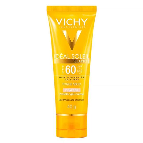 Protetor Solar Facial Vichy Idéal Soleil Clarify FPS60 com Cor 40g
